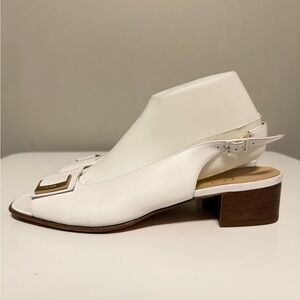 Salvatore Ferragamo White Leather Heel Pumps Women’s US 10 B (90443)